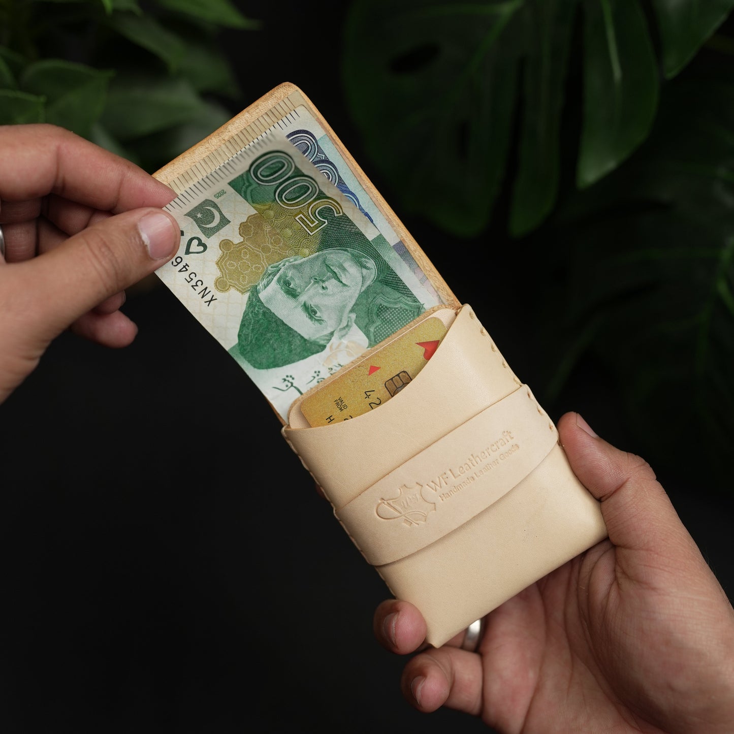 No. 101 All in one Card wallet natural vegtan leather