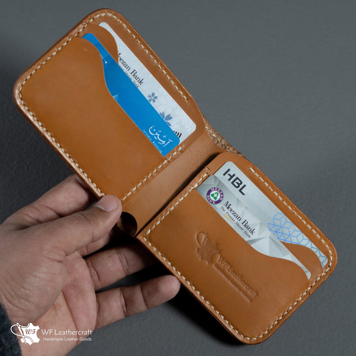 No.55 classic Bifold Leather Wallet (Tan color with crocodile)