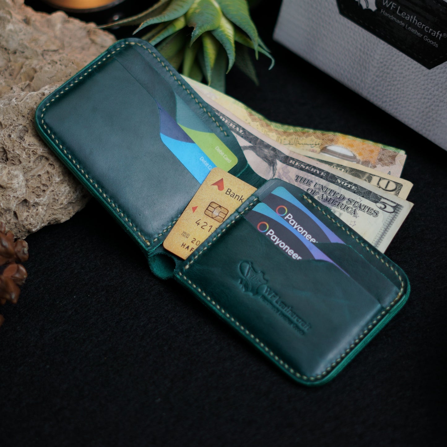 No.55-V2 Classic Bifold Wallet ( Green Color )