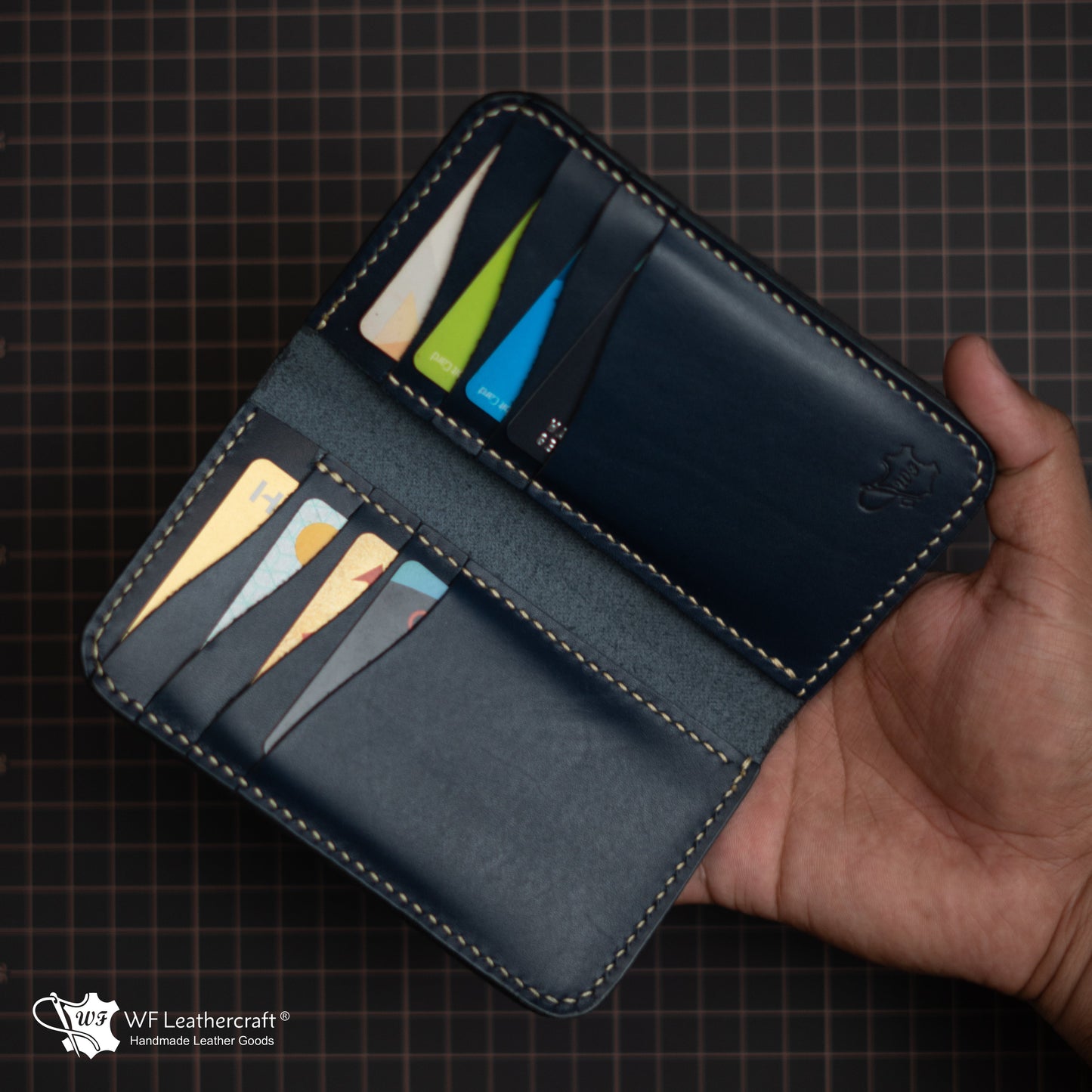 No. 102 bifold mini long wallet (Blue color )