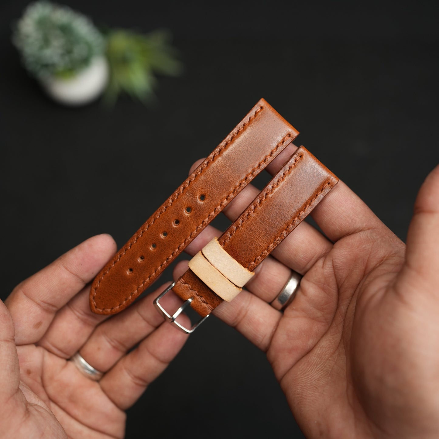 LEATHER WATCH STRAPS TAN COLOR FULLY PADDED