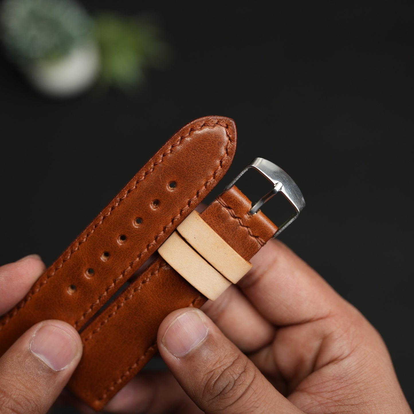 LEATHER WATCH STRAPS TAN COLOR FULLY PADDED