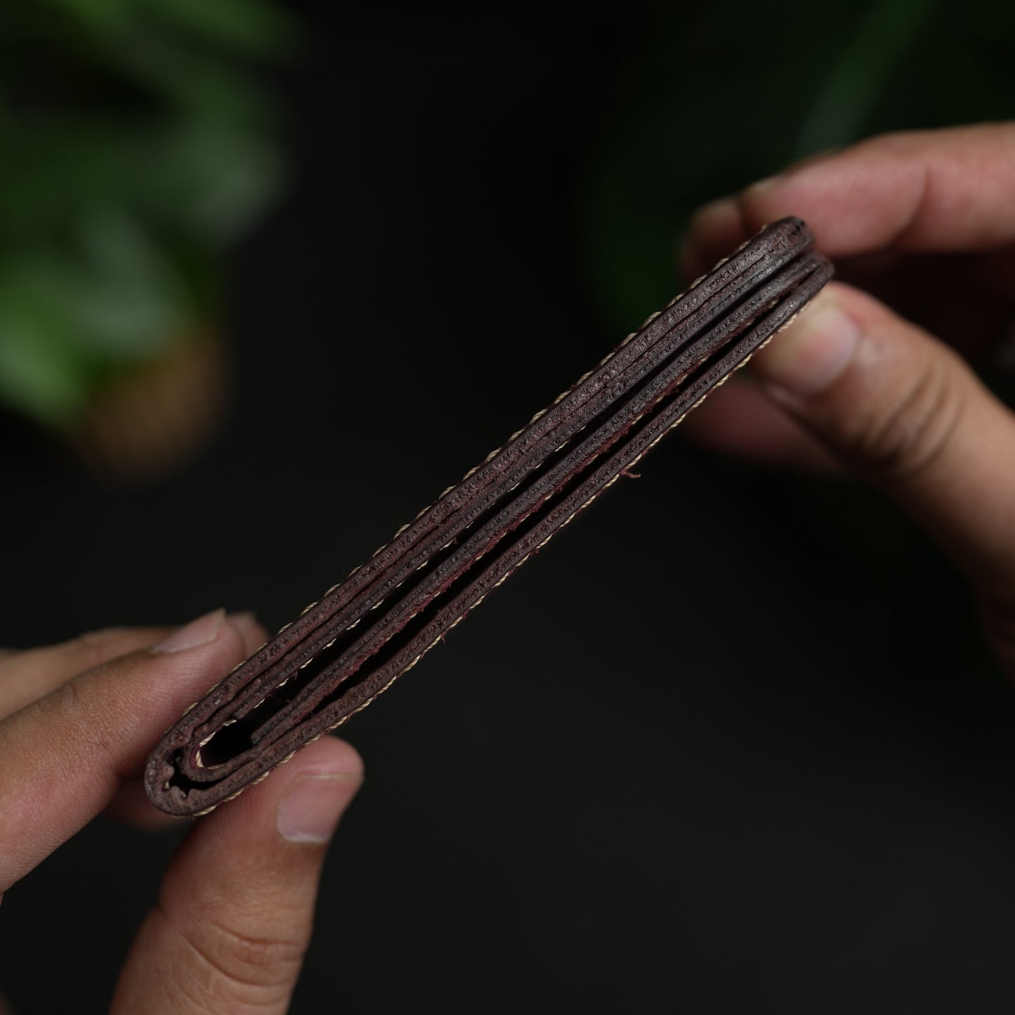 No.55 classic full stitched bifold wallet Bordo color