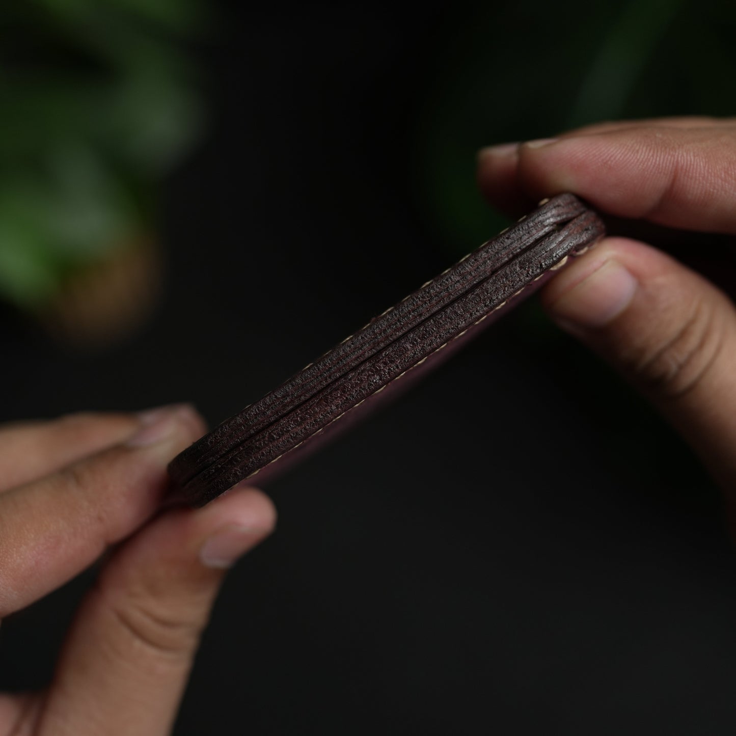 No.55 classic full stitched bifold wallet Bordo color