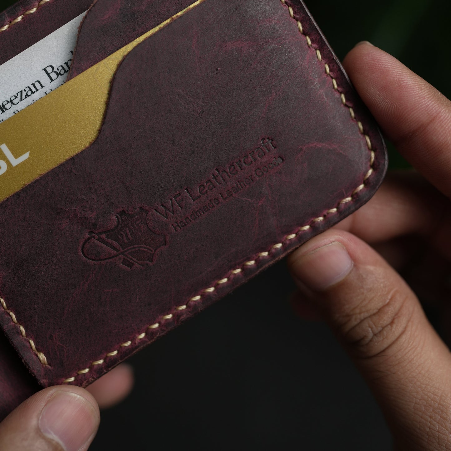 No.55 classic full stitched bifold wallet Bordo color