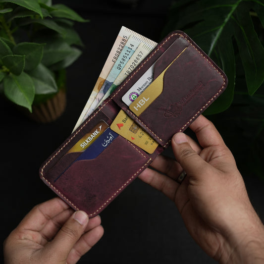 No.55 classic full stitched bifold wallet Bordo color