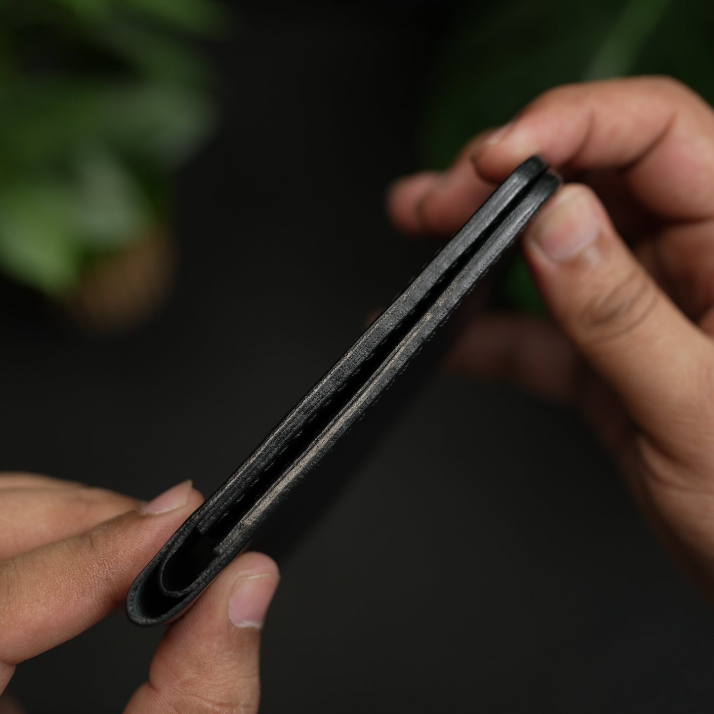 No.55 pro classic bifold Leather wallet Vegtan (Black color)