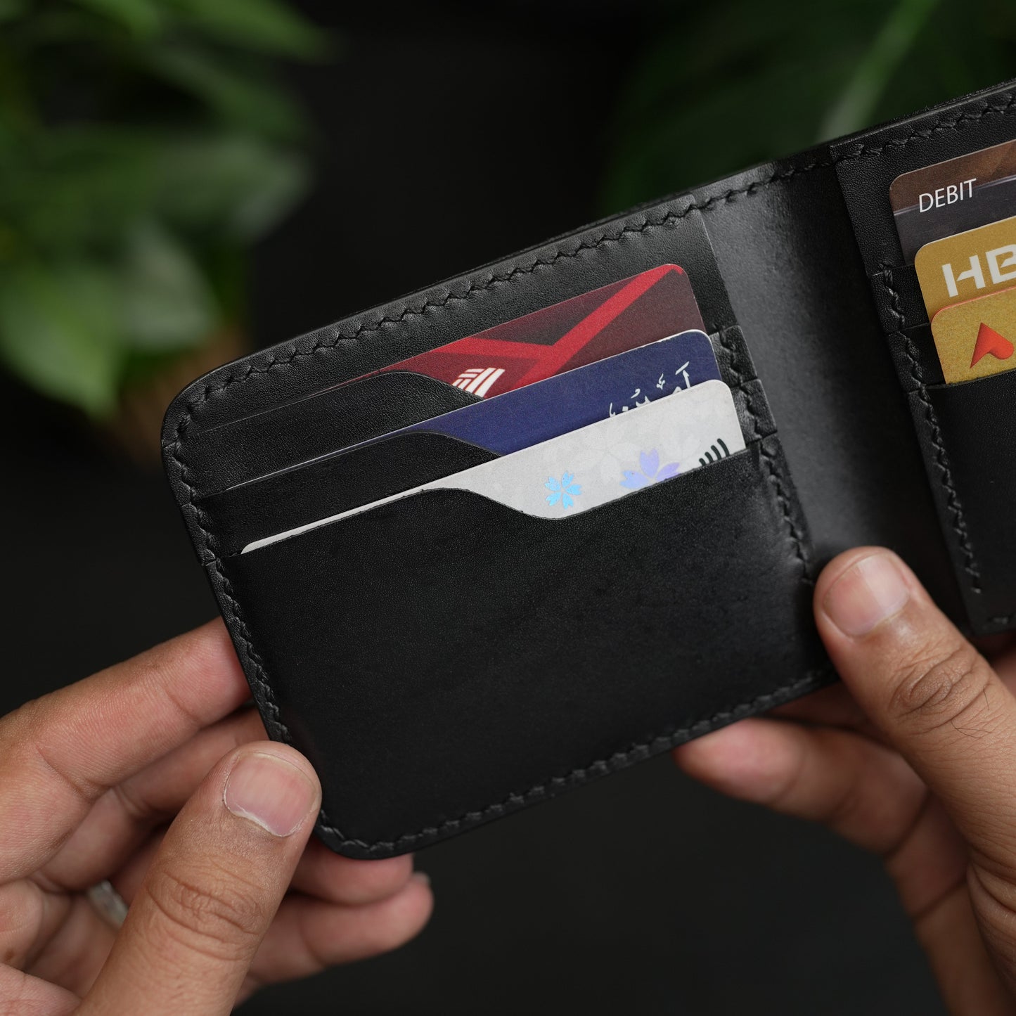 No.55 pro classic bifold Leather wallet Vegtan (Black color)