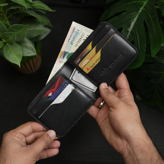 No.55 pro classic bifold Leather wallet Vegtan (Black color)