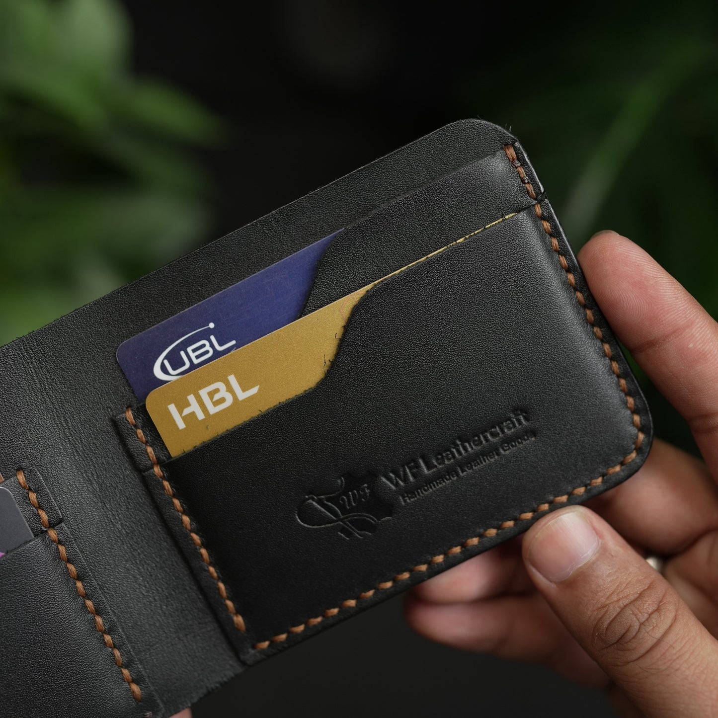 No.55 Bifold Leather Wallet Black color