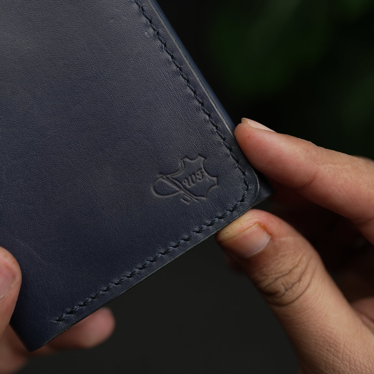 No. 69 vertical bifold wallet Blue & Brown color