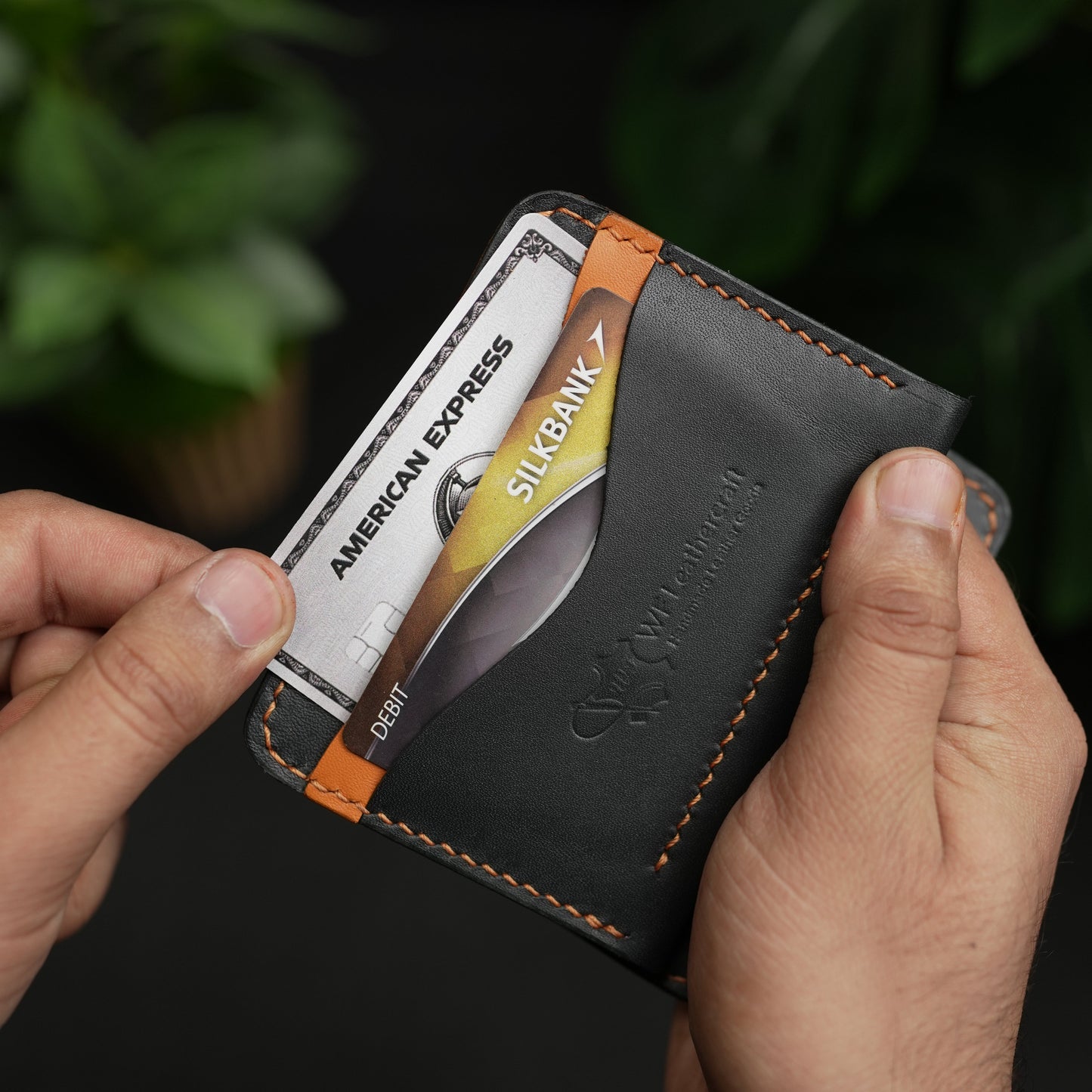 No. 69 vertical bifold wallet Black & Tan color