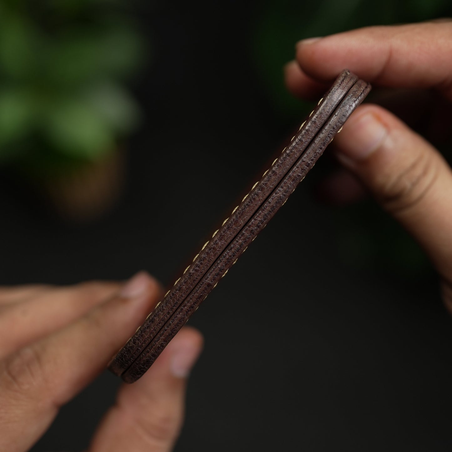 No.88 vertical bifold wallet Burgandy & Tan color