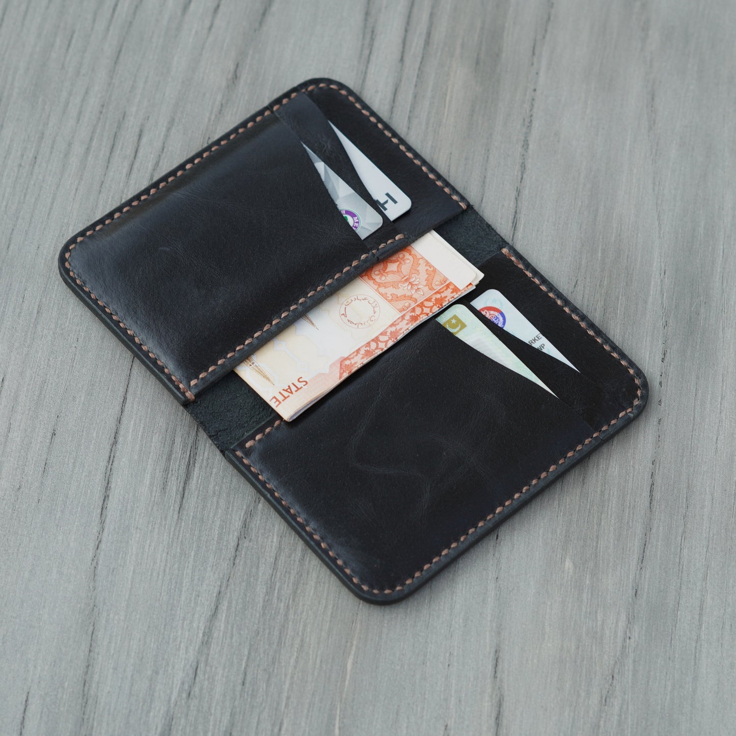 No. 90 Vertical bifold Leather wallet (Prince Black)