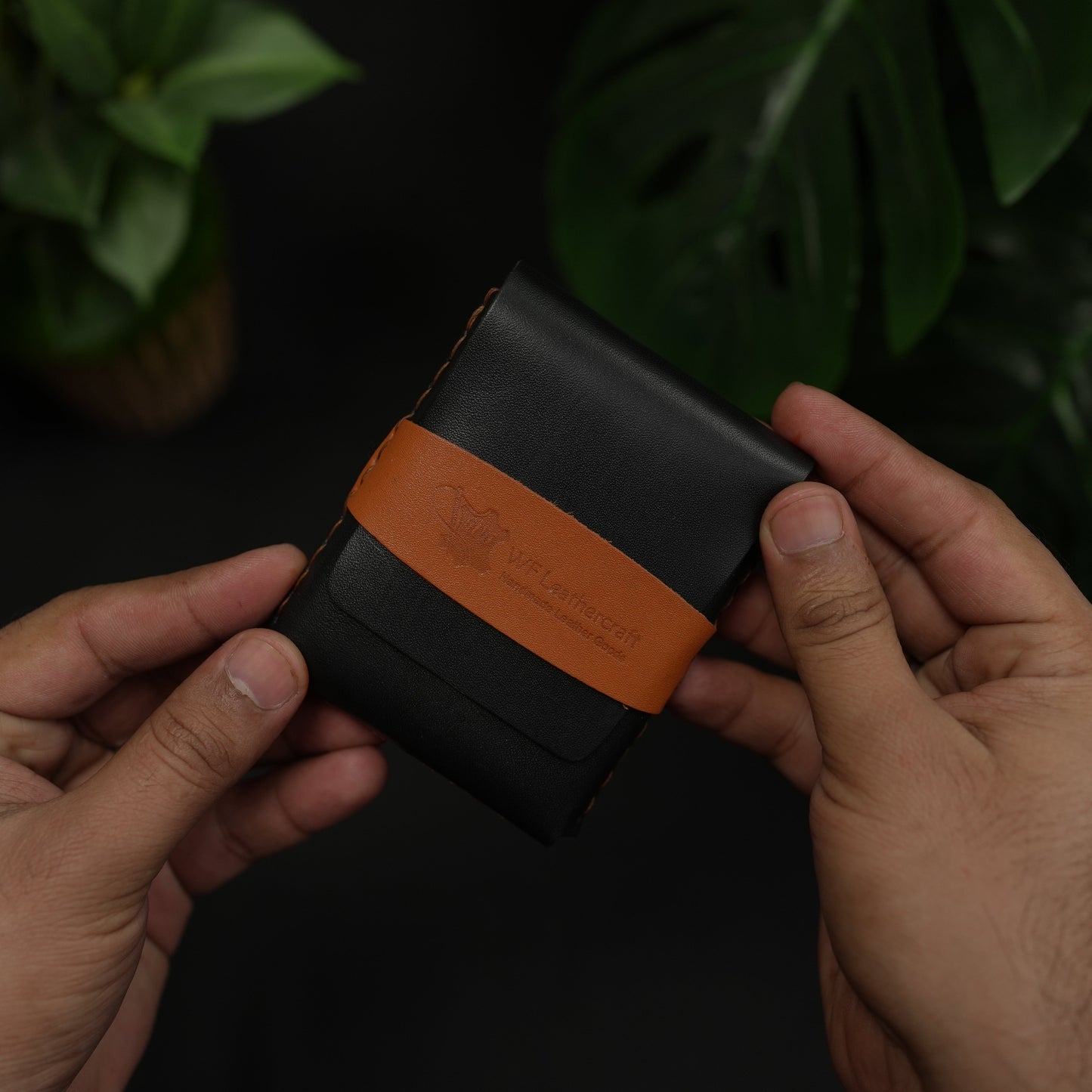 No. 101 All in one Card wallet Black with tan color