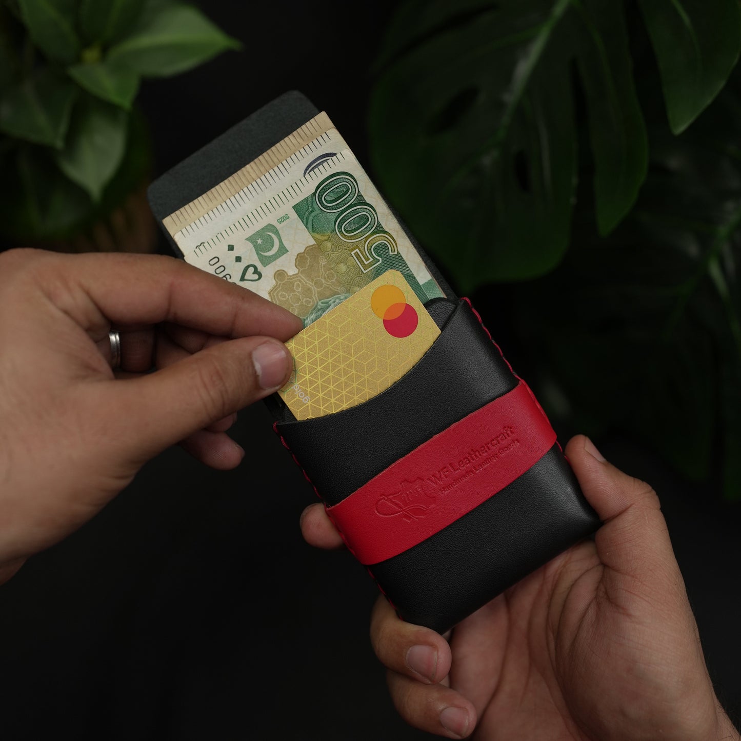 No. 101 All in one Card wallet Black with Red color