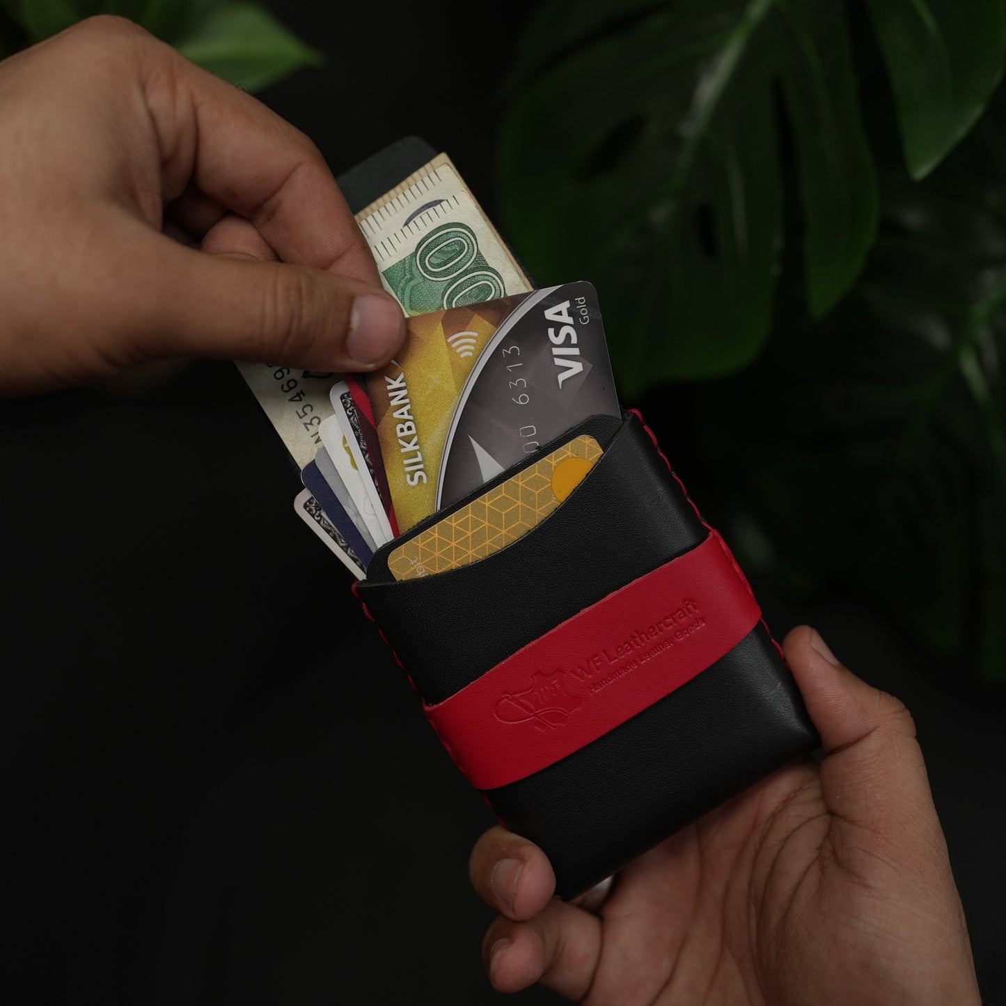 No. 101 All in one Card wallet Black with Red color