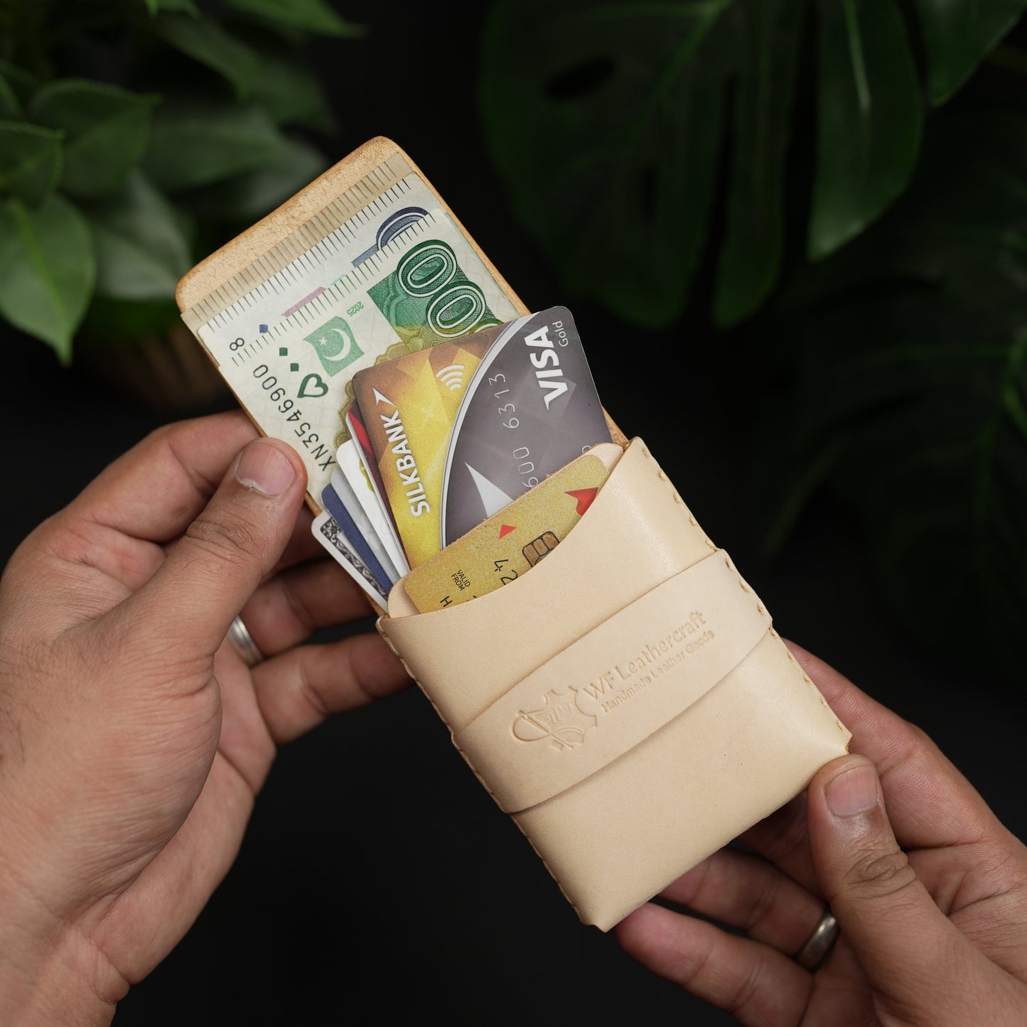 No. 101 All in one Card wallet natural vegtan leather