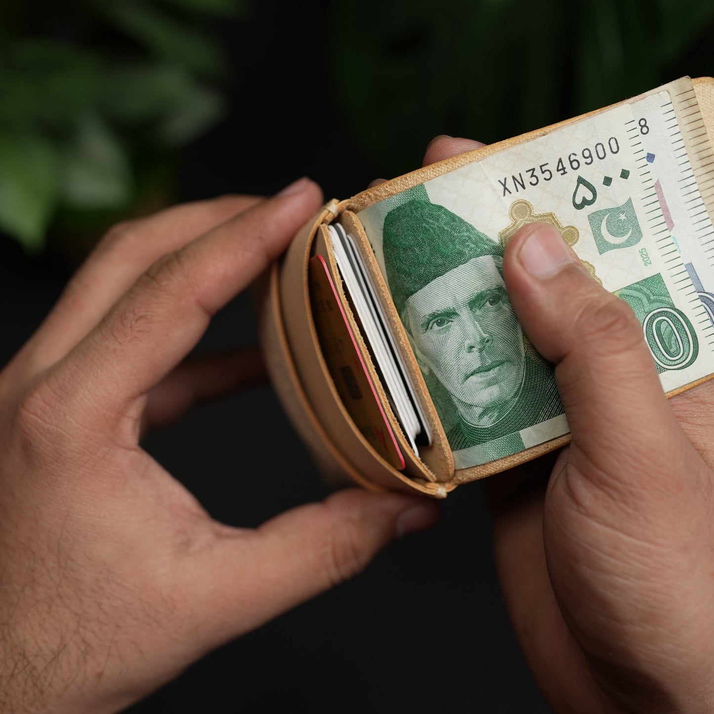 No. 101 All in one Card wallet natural vegtan leather