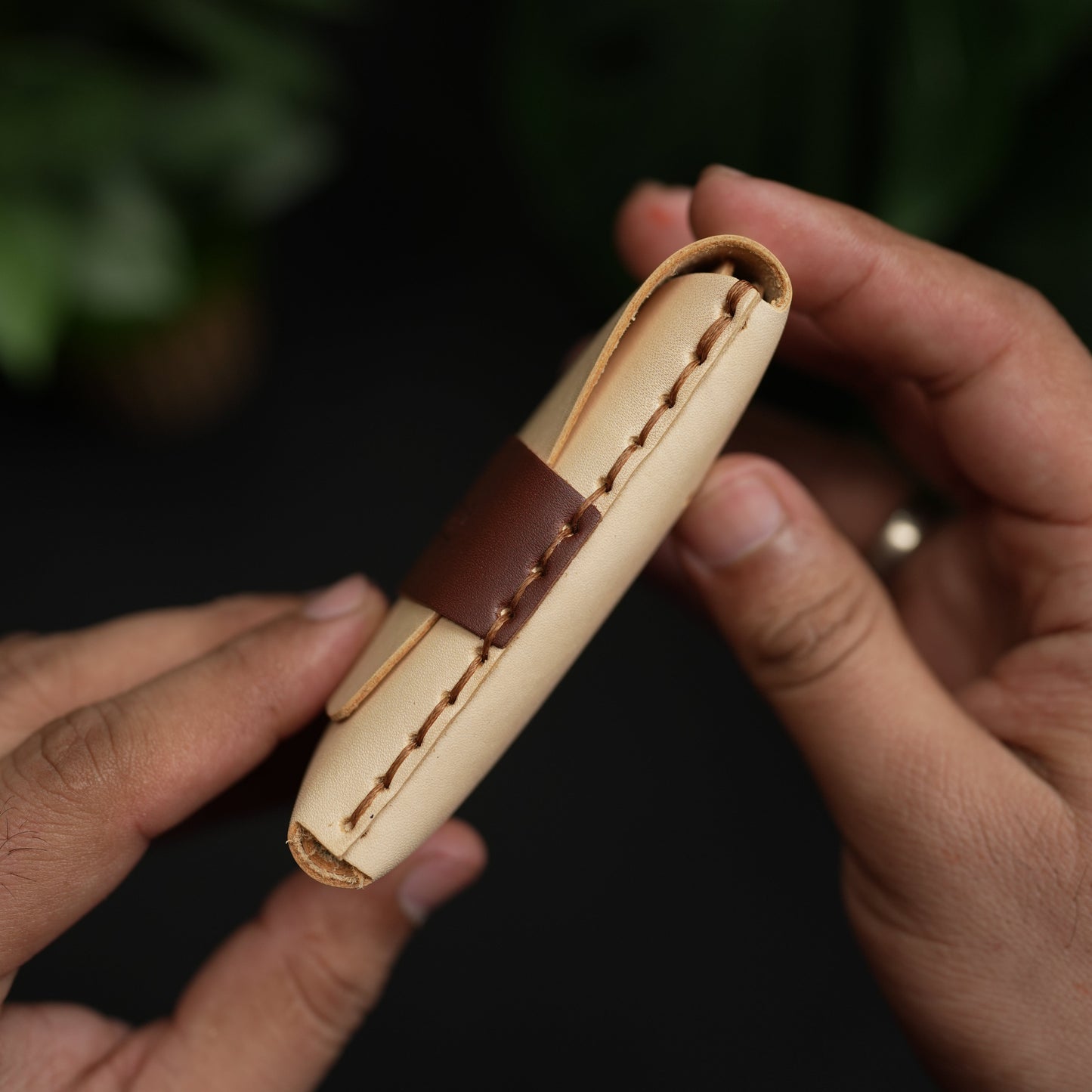 No. 101 All in one Card wallet natural vegtan leather & Brown combination