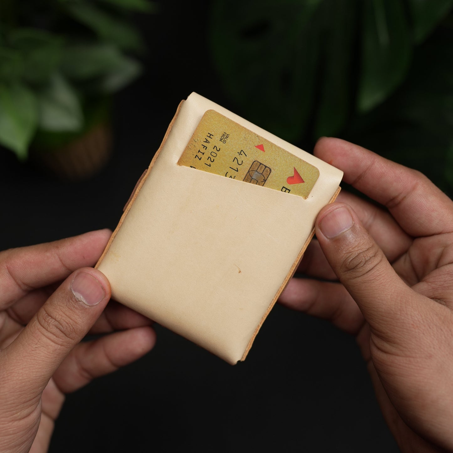 No. 101 All in one Card wallet natural vegtan leather & Brown combination