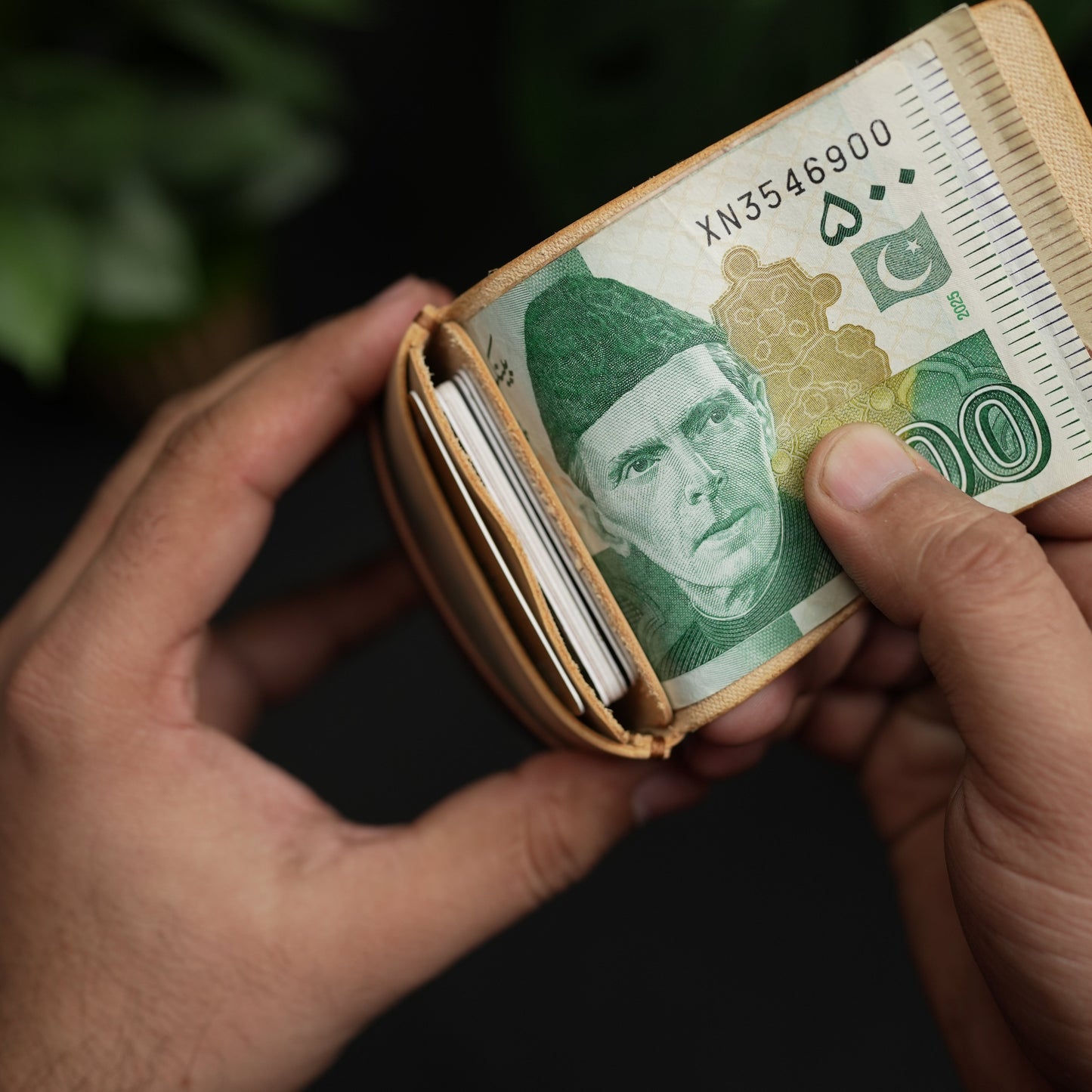 No. 101 All in one Card wallet natural vegtan leather & Brown combination