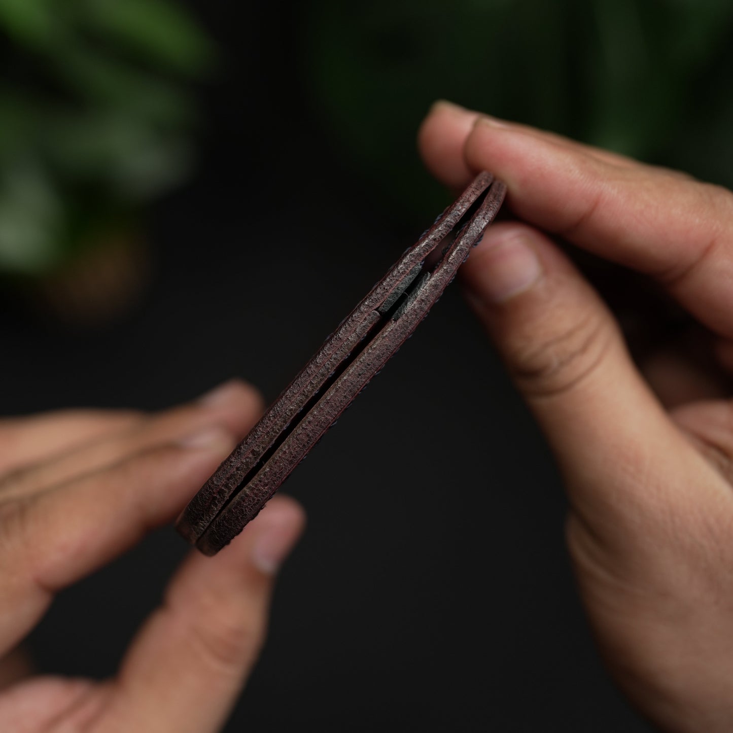 No.77 Bifold Leather Wallet ( Burgundy & Blue )