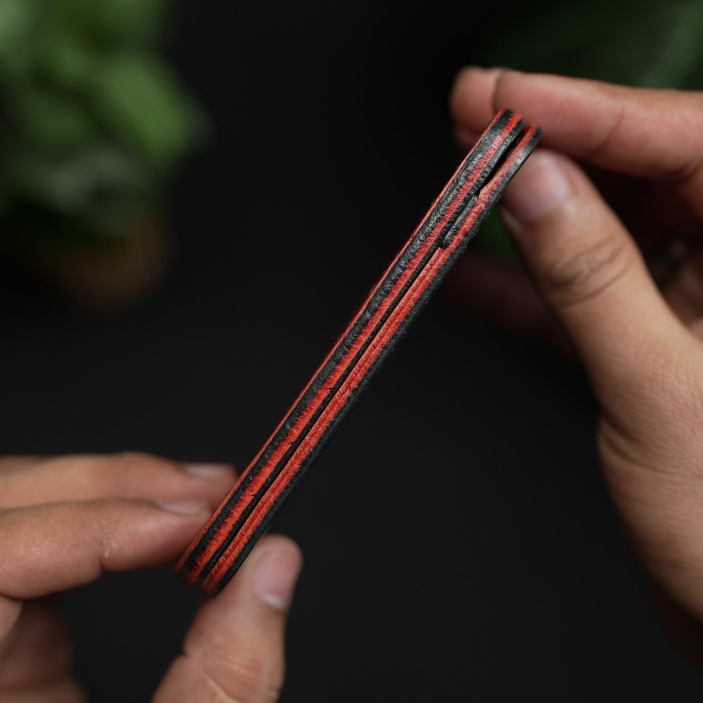 No.70 Bifold Card  Leather Wallet (NAVY ELEGANCE & RED)