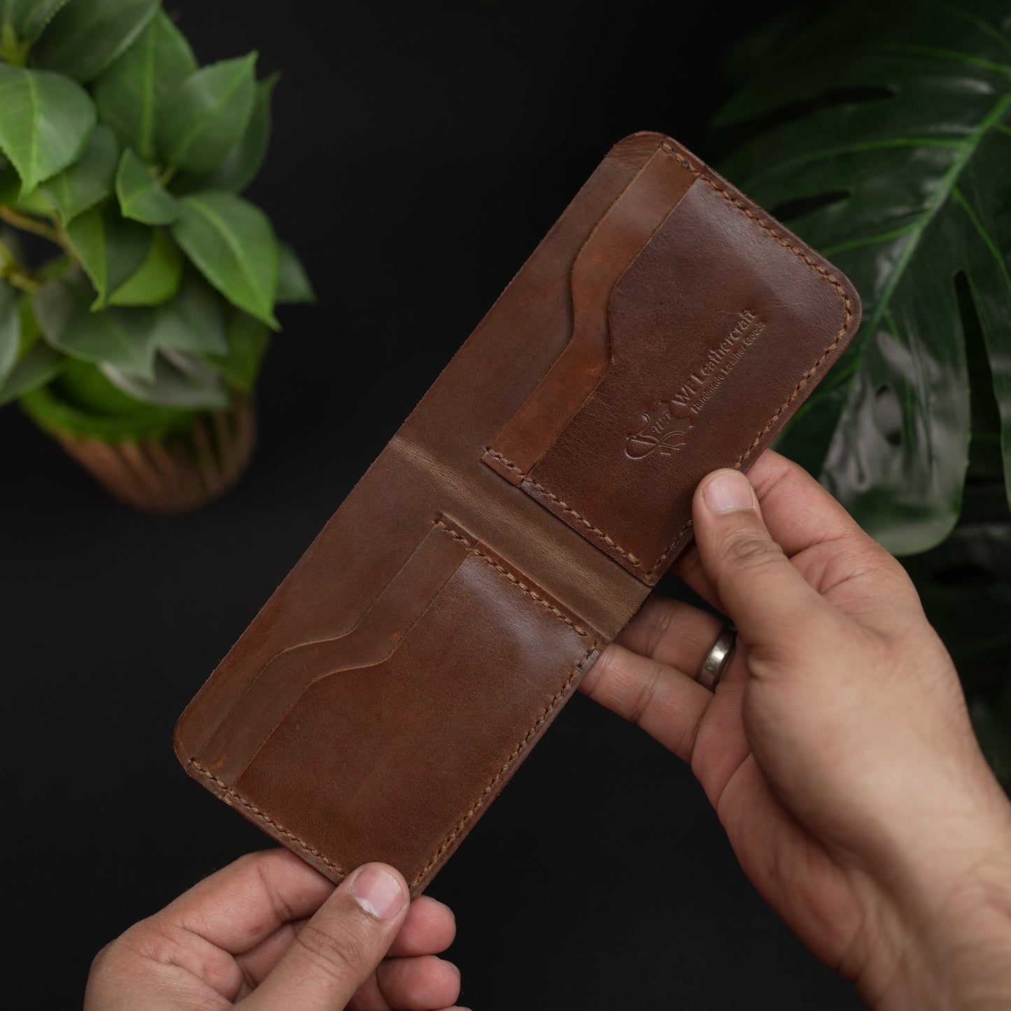 No.55 Bilfold Leather wallet Natural Brown Color