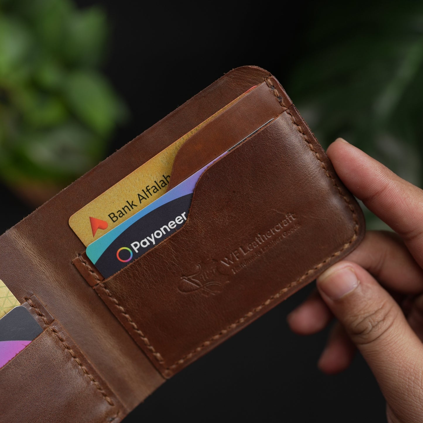 No.55 Bilfold Leather wallet Natural Brown Color