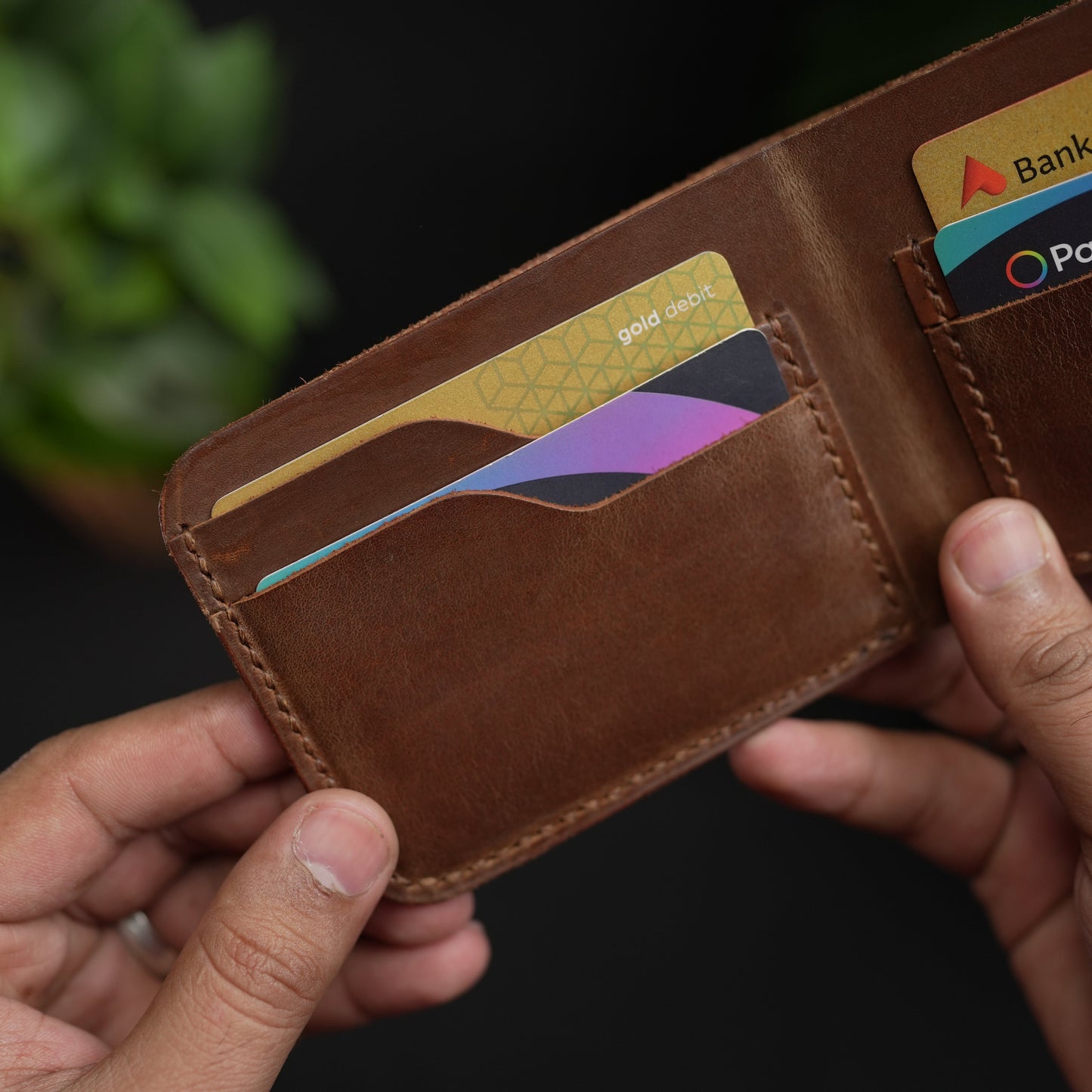 No.55 Bilfold Leather wallet Natural Brown Color