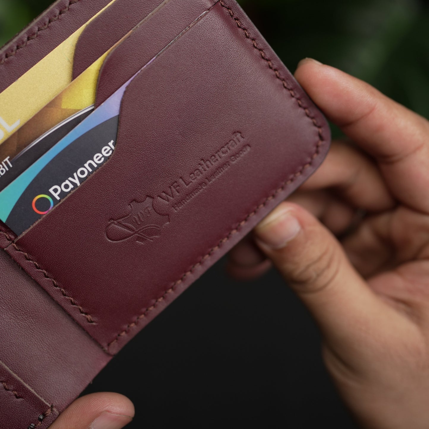 No.55 pro classic bifold Leather wallet Vegtan (Burgundy color)