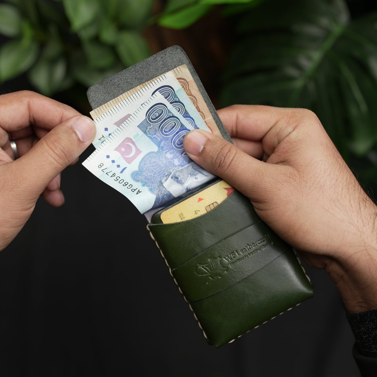 No. 101 All in one Card wallet Dark Green color