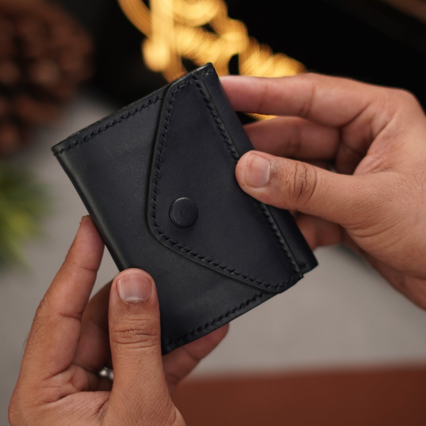 No. 105 trifold luxury wallet Blue with burgandy