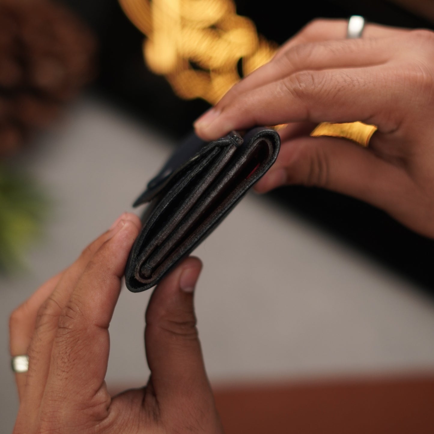 No. 105 trifold luxury wallet Blue with burgandy