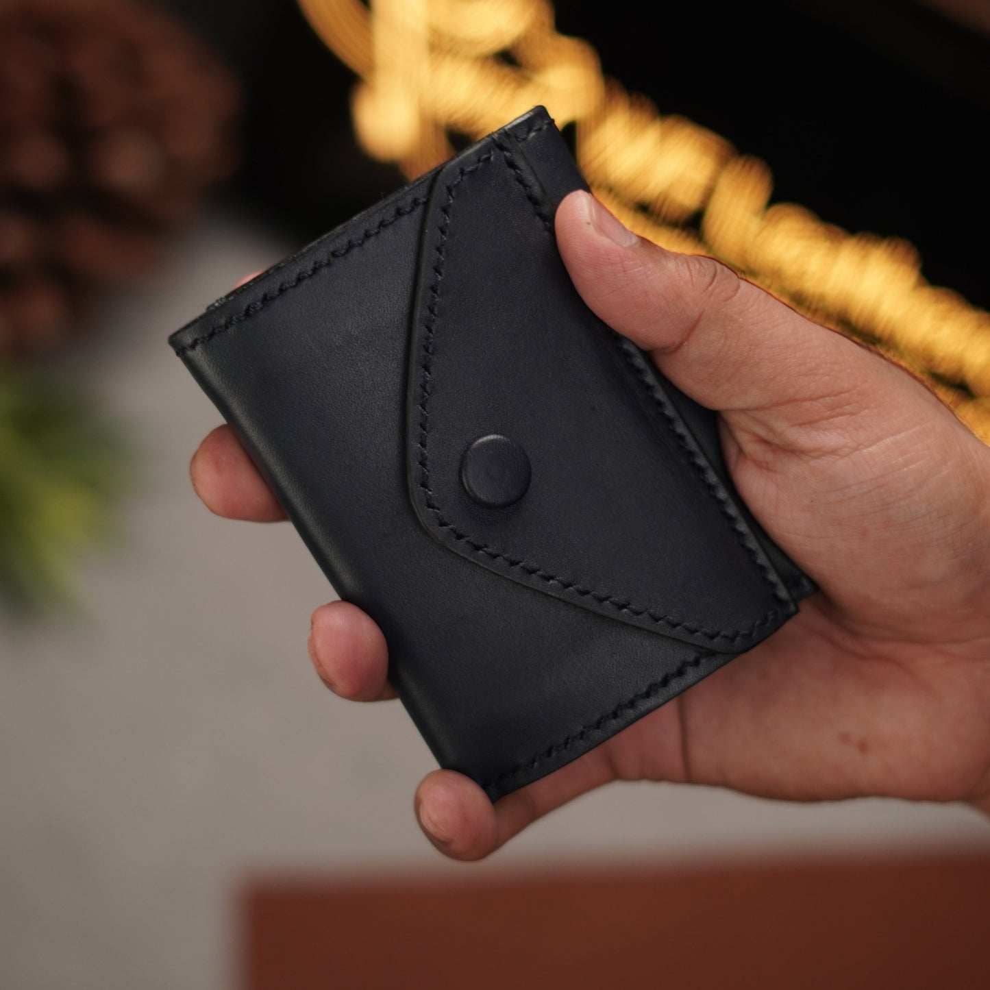 No. 105 trifold luxury wallet Blue with burgandy