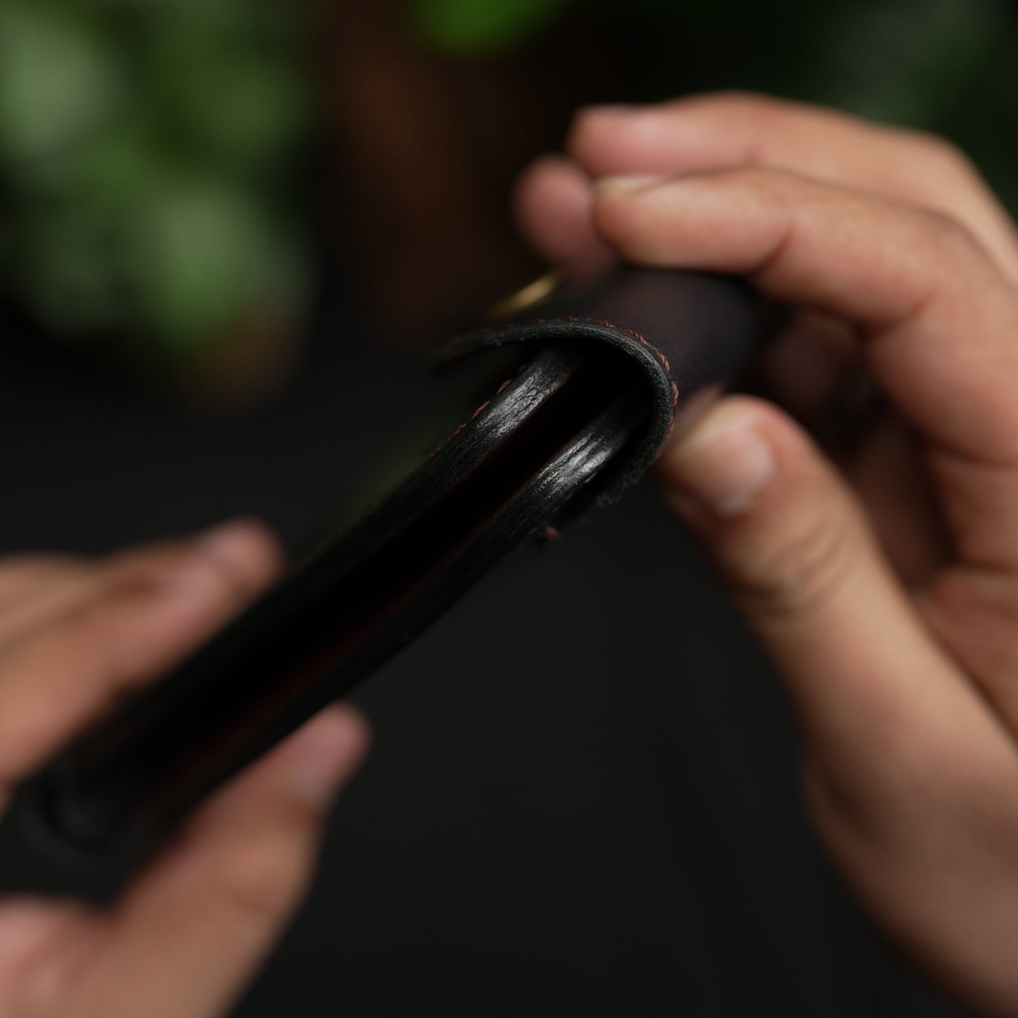 No. 55 Pro claasic full optianl Leather wallet Black with burgandy