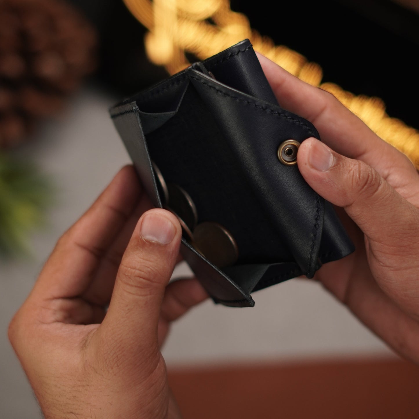 No. 105 trifold luxury wallet Blue with burgandy