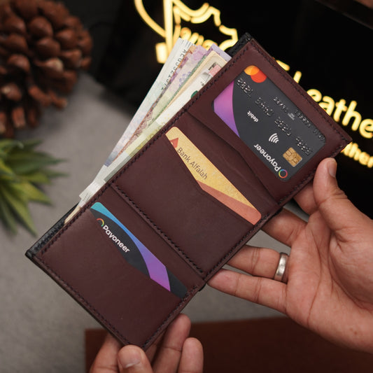 No. 105 trifold luxury wallet Blue with burgandy