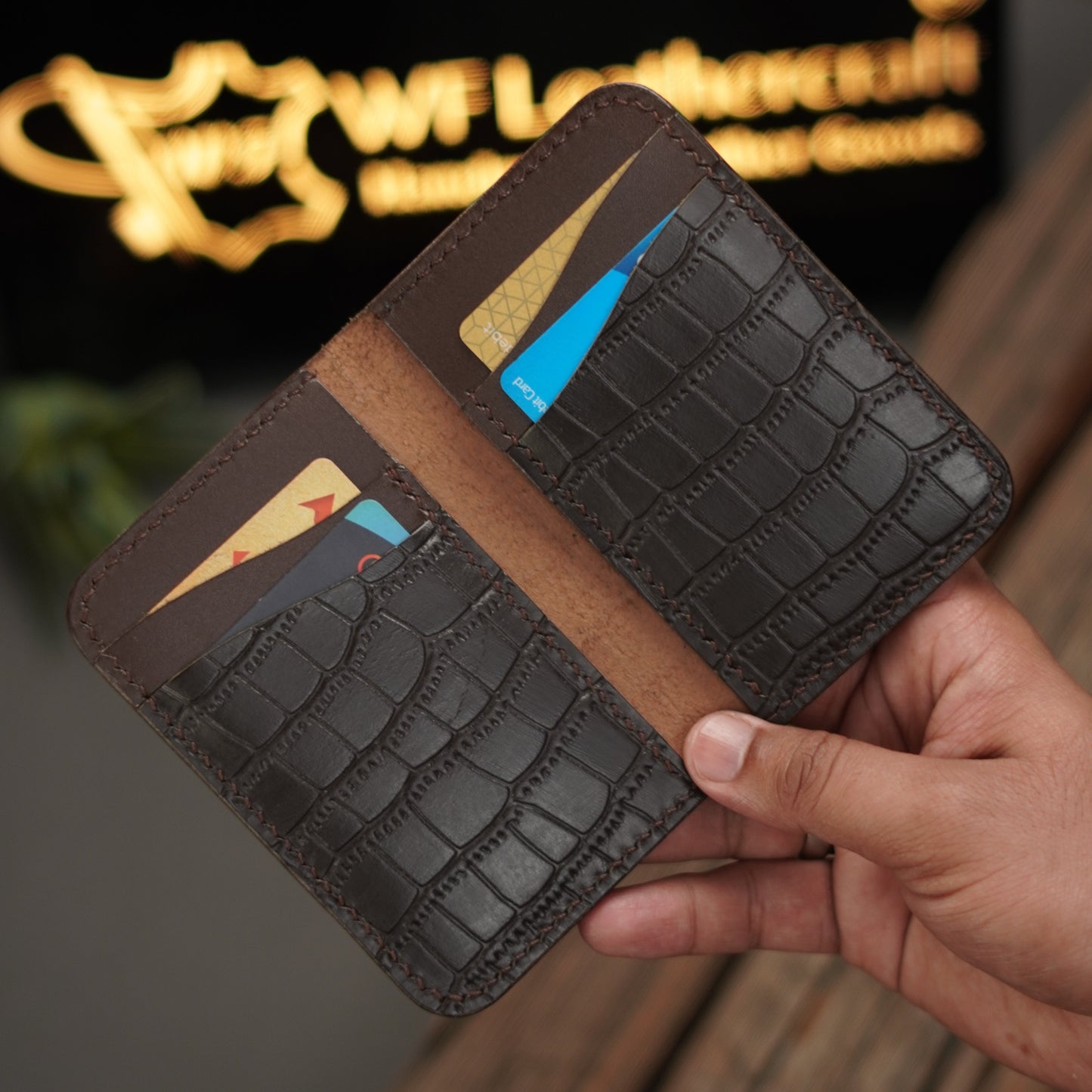 No. 79 Vertical Wallet Brown crocodile