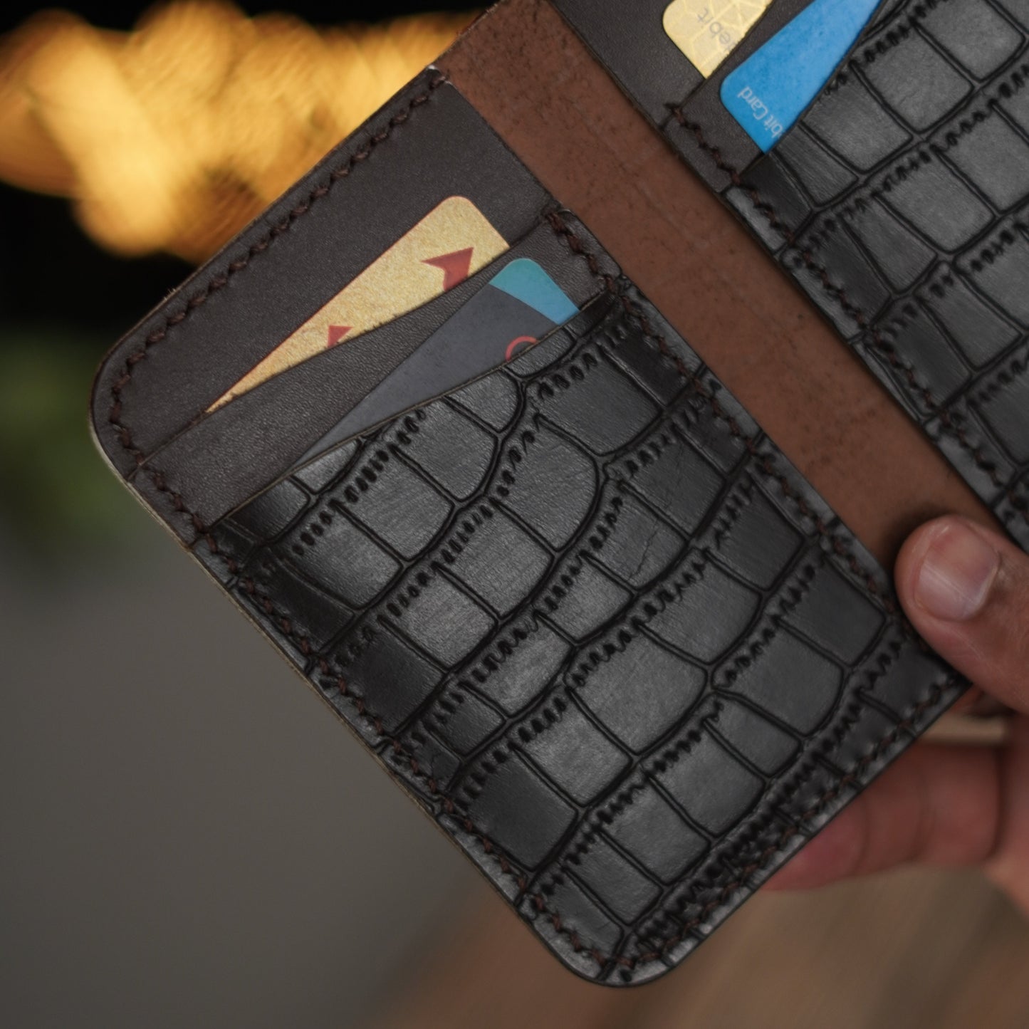 No. 79 Vertical Wallet Brown crocodile