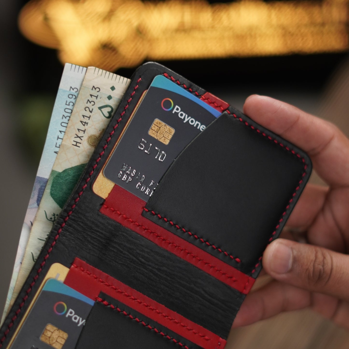 No. 86 vertical bifold wallet Black & Red