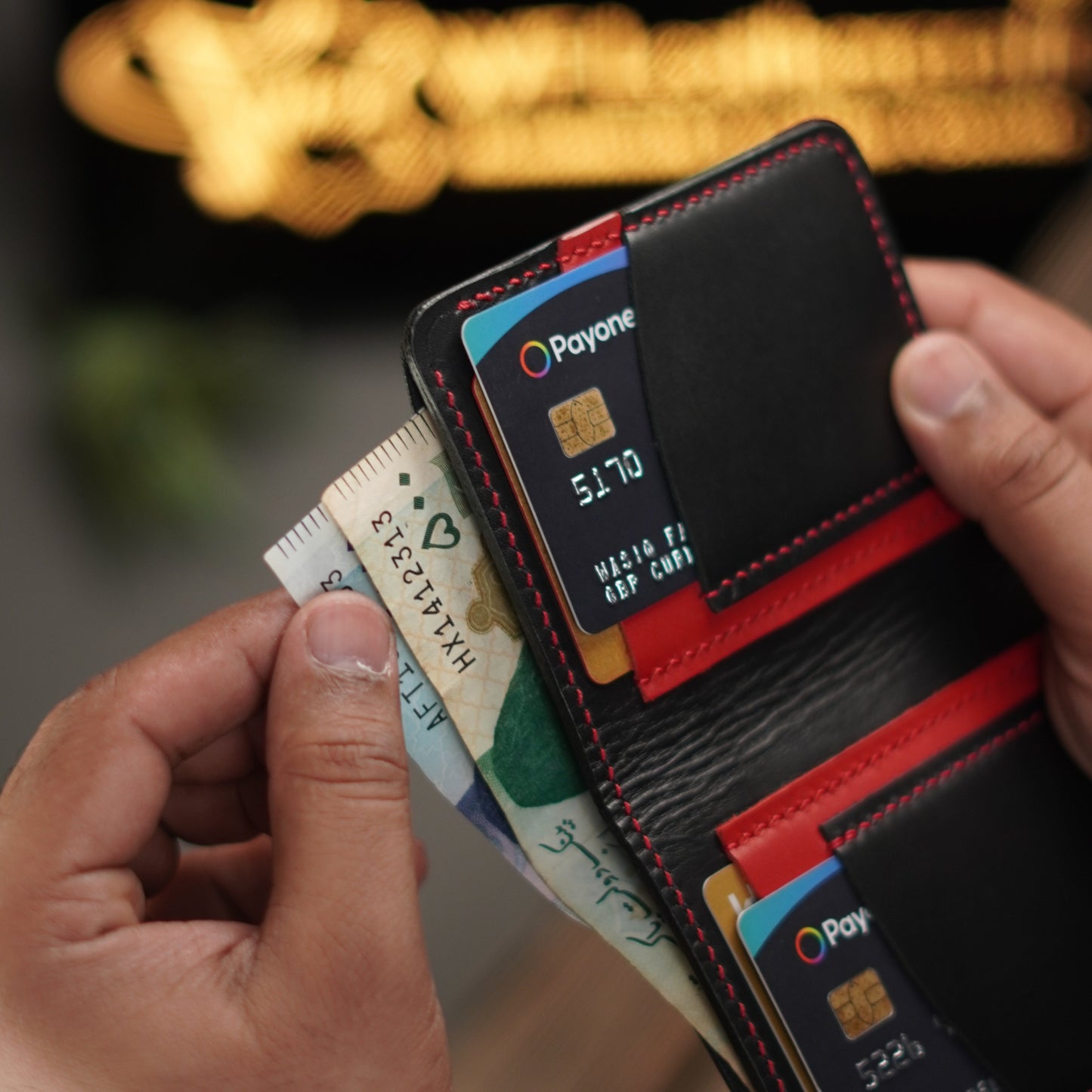 No. 86 vertical bifold wallet Black & Red