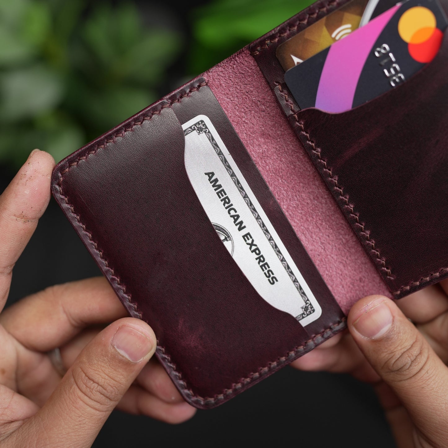 No. 120 Bifold Leather wallet burgnady