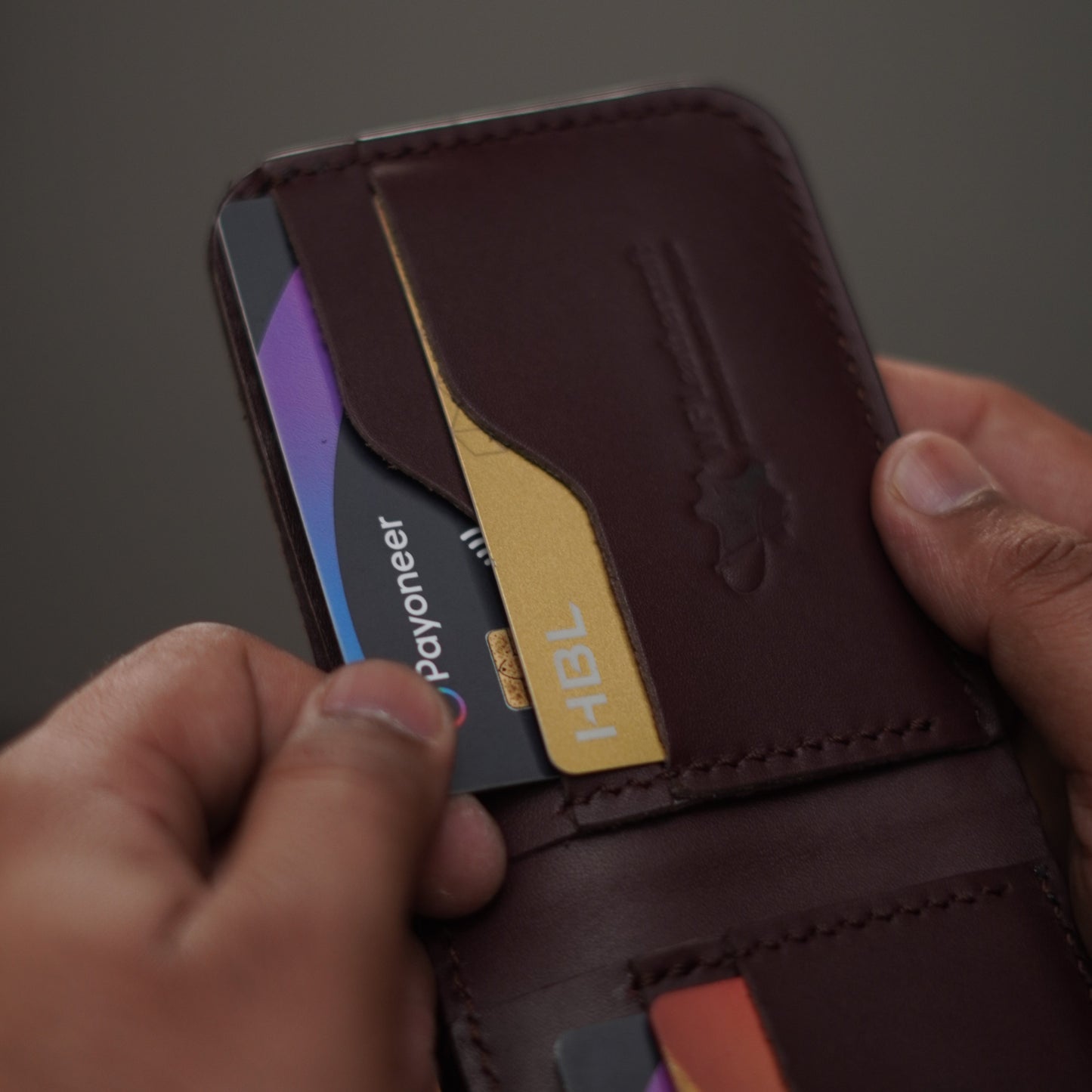 No.55 classic full stitched bifold wallet Burgandy color