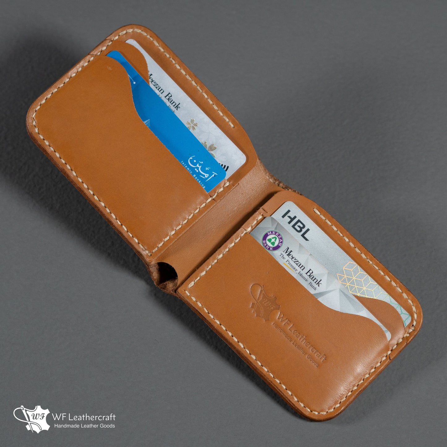 No.55 classic Bifold Leather Wallet (Tan color with crocodile)