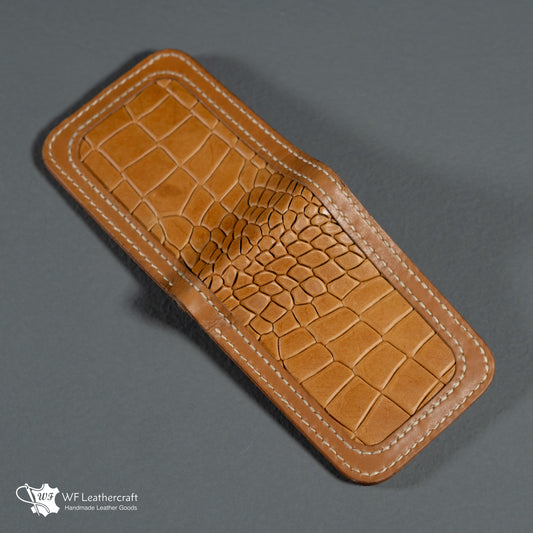No.55 classic Bifold Leather Wallet (Tan color with crocodile)