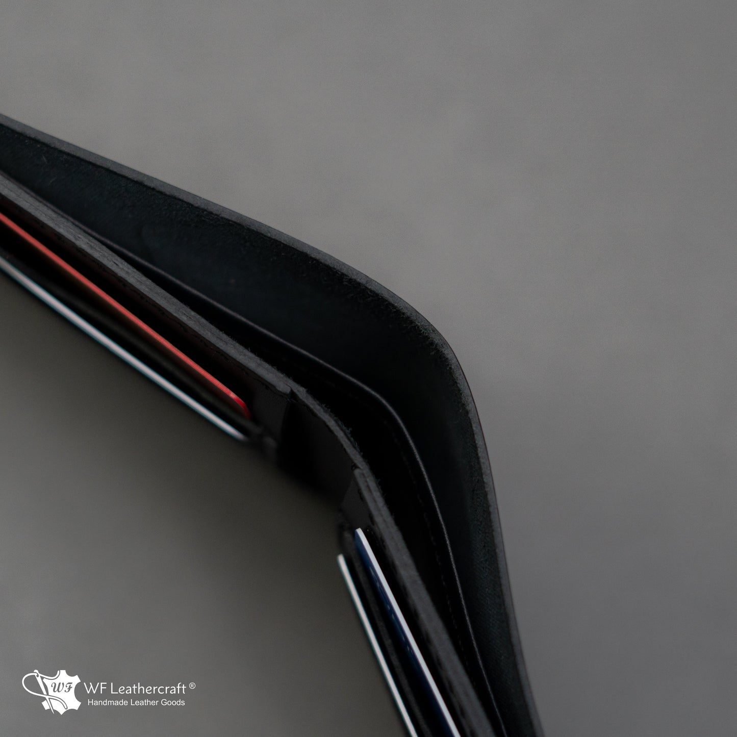 No.55 classic bifold wallet with two cash separation ( Black color )