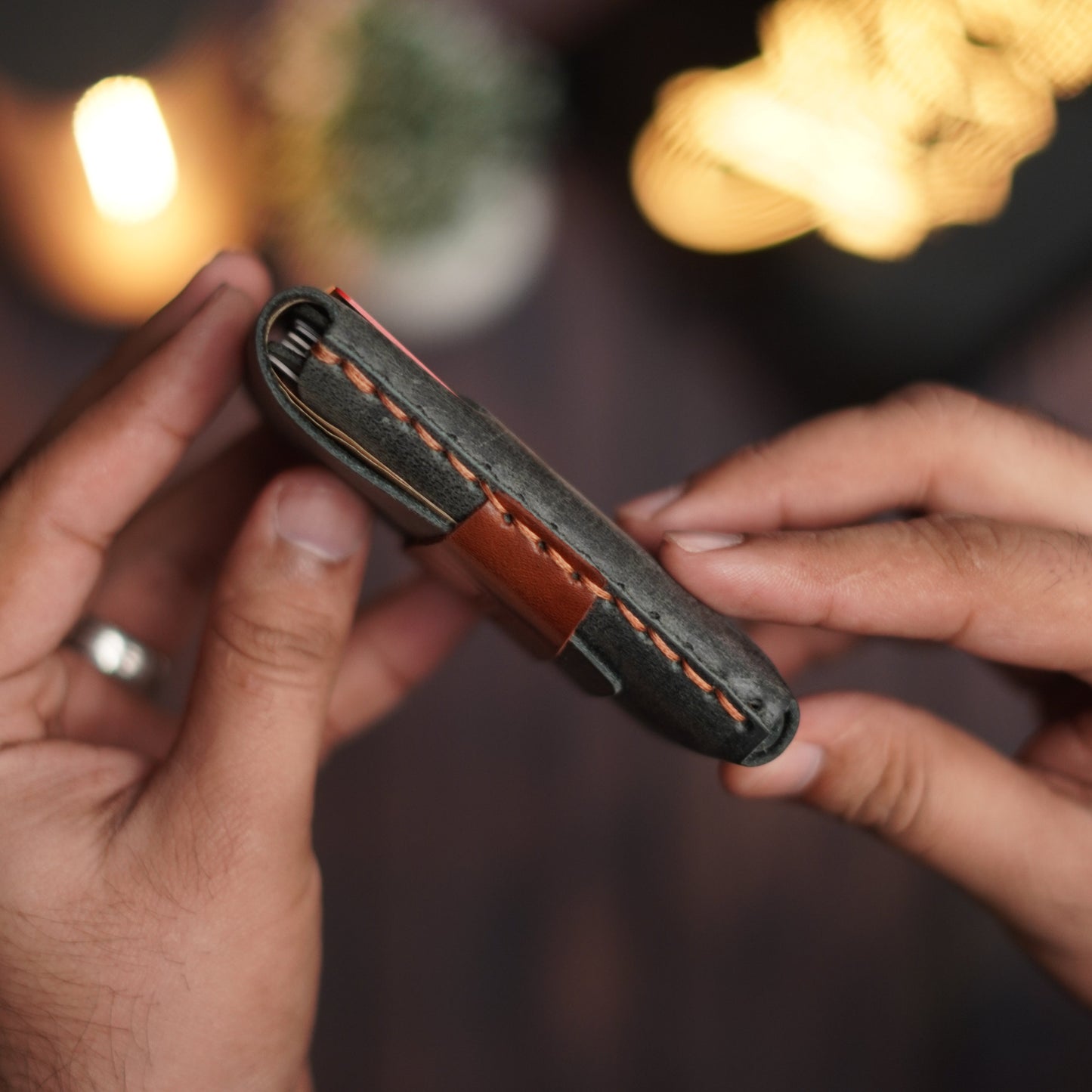 No. 101 All in one Card wallet charcole Black with Brown color