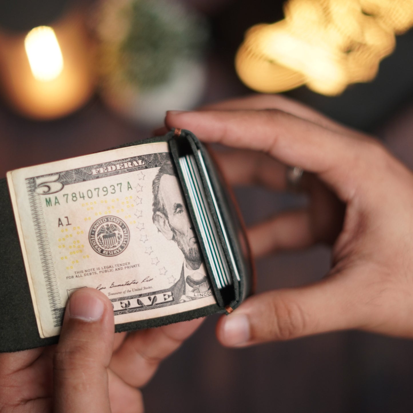 No. 101 All in one Card wallet charcole Black with Brown color